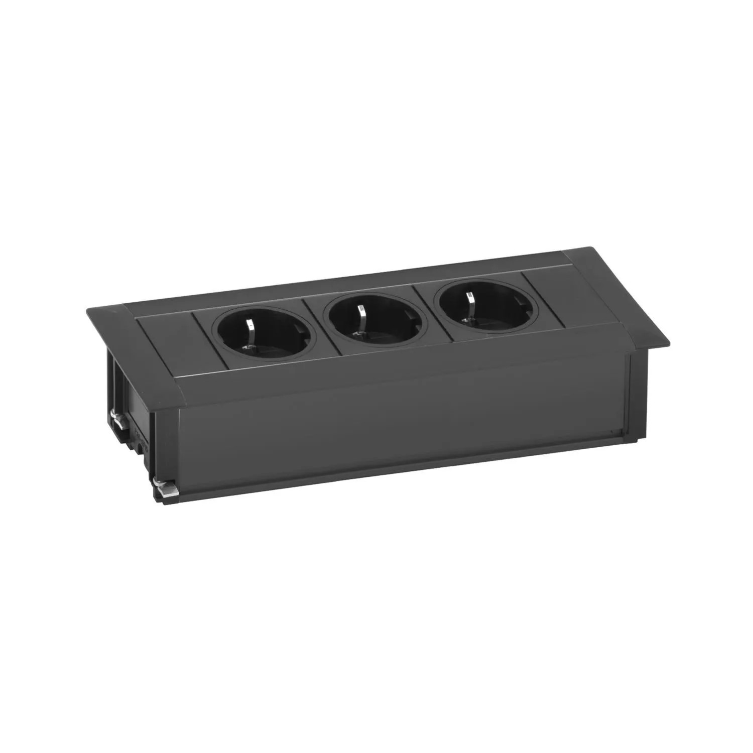 Evoline Einbau-Steckdosenleiste Frame-Dock 3-Fach Schuko Schwarz