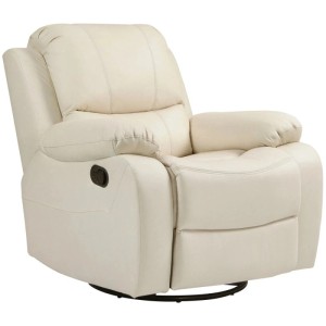 HOMCOM Relaxsessel in Creme mit Liege-, Schaukel- und Drehfunktion. Gepolstert.