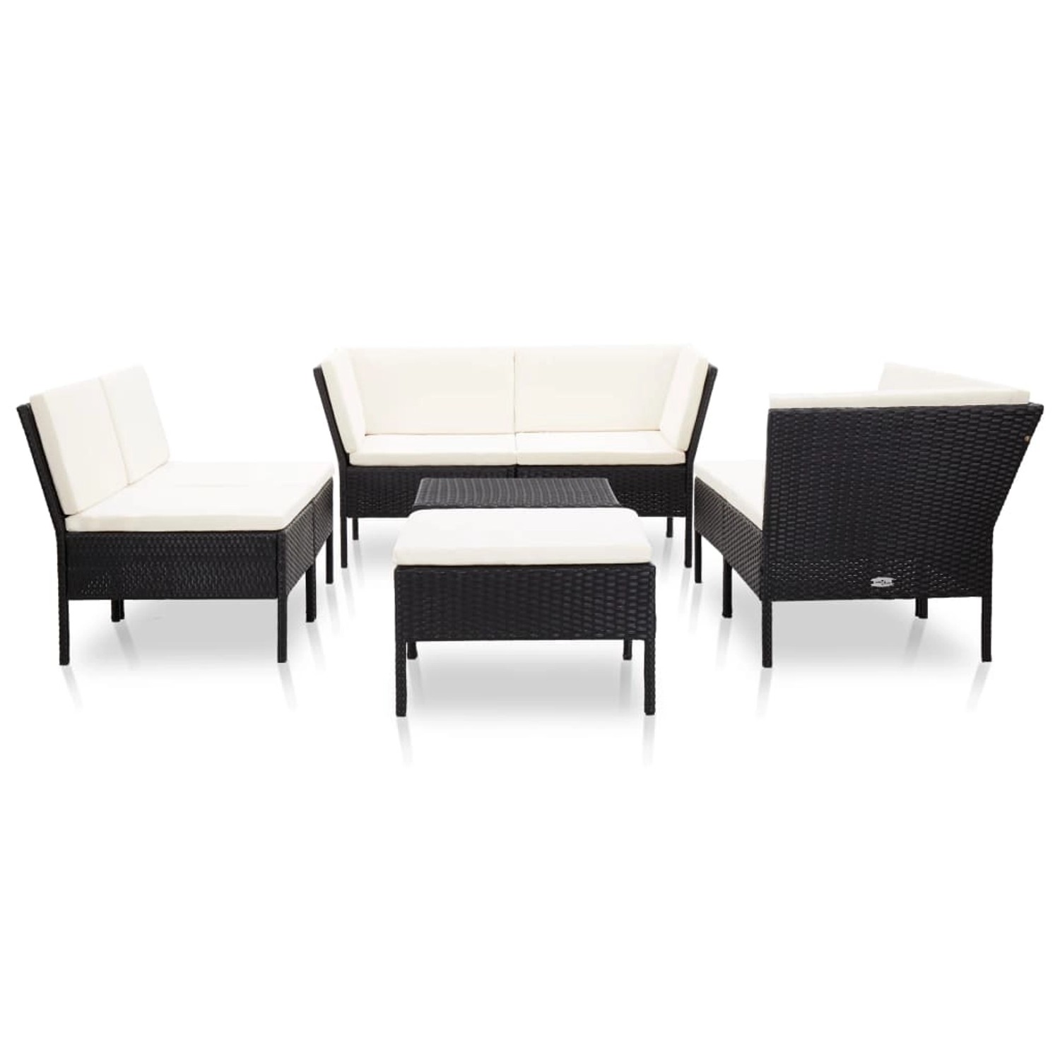 8-tlg. Garten-lounge-set Mit Auflagen Poly Rattan Schwarz günstig online kaufen