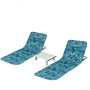 Costway 2er Set Strandmatten mit Tisch, türkisblau. Ideal für Strand, Garten oder Camping.