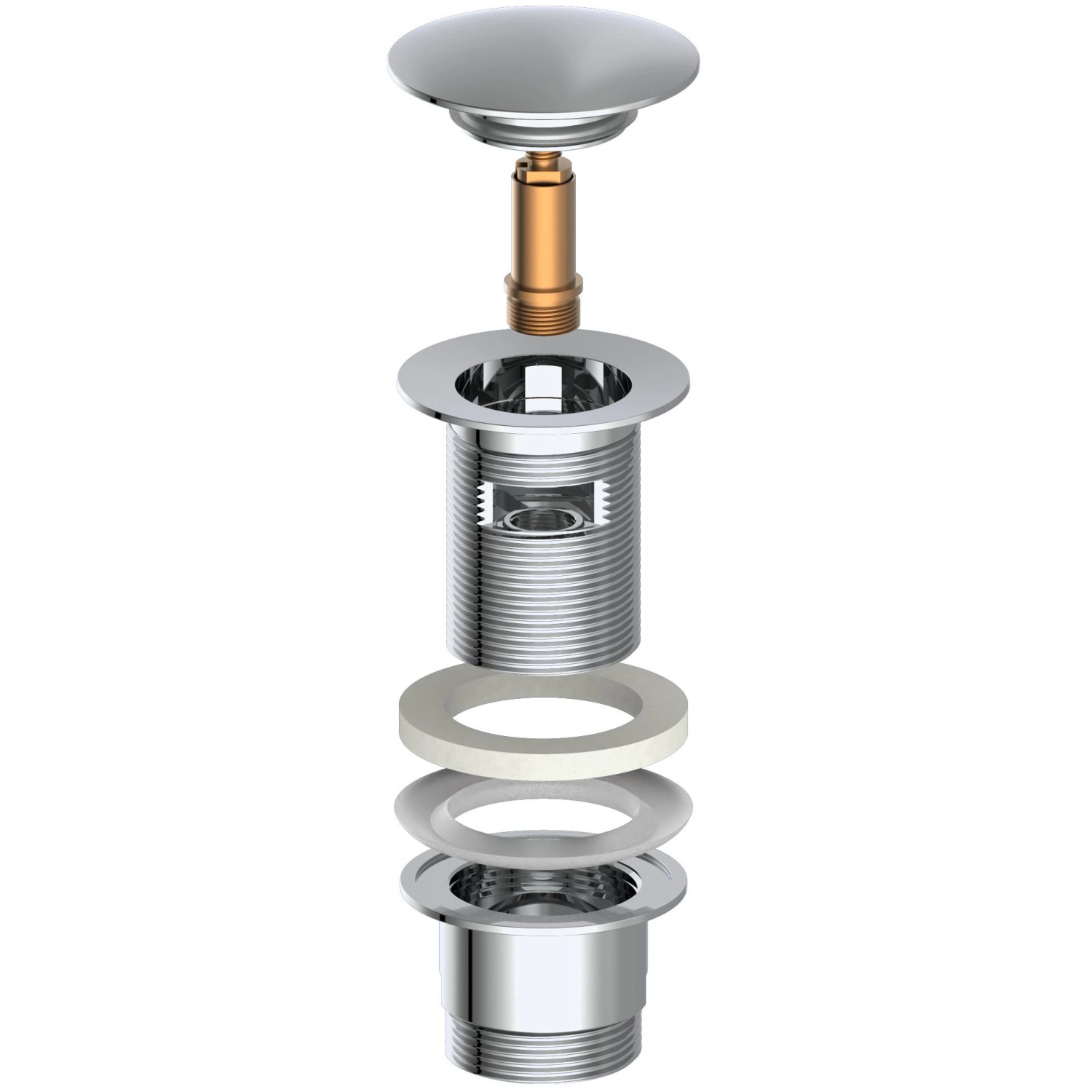 Kirchhoff Pop Up Ablaufgarnitur für Waschbecken, 1 1/4 Zoll, Chrom, mit Einzelteilen.