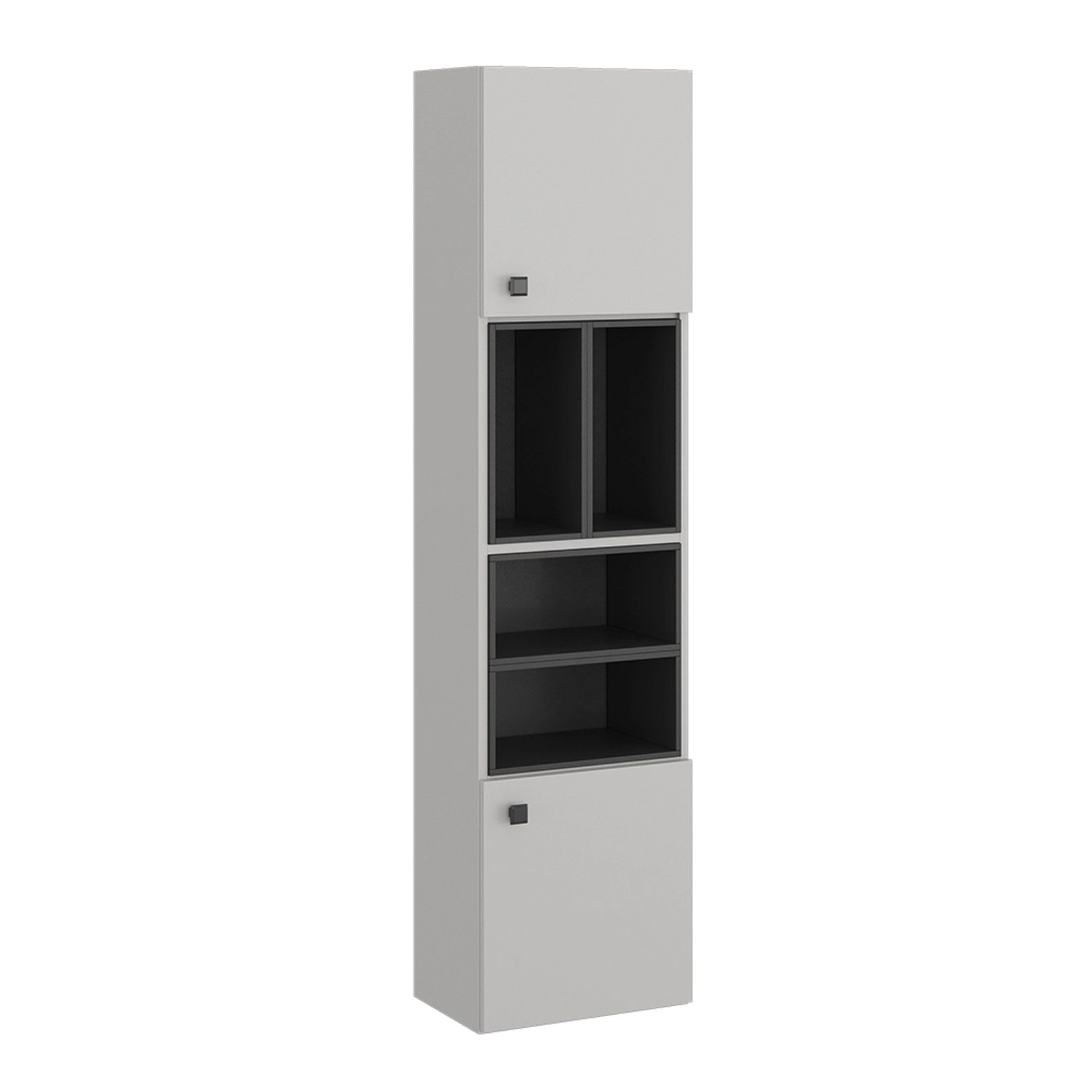 Vicco Badschrank Gerta Grau/Schwarz 38 x 150 cm mit Tür und Offenen Fächern Opt 2