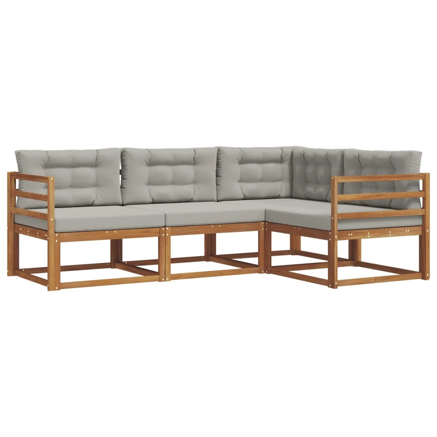 vidaXL Outdoor-Sofagarnitur mit Kissen 4-Tlg Natur und Hellgrau 3367494