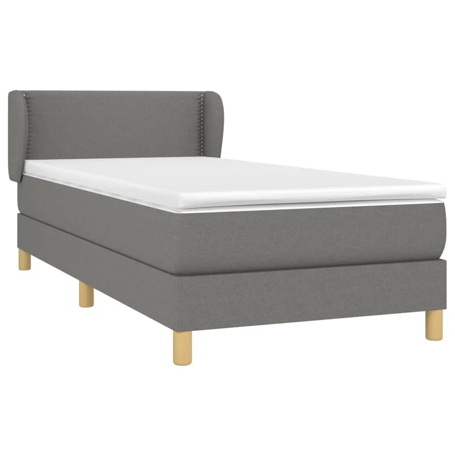 Dunkelgraues vidaXL Boxspringbett 80x200 cm mit Matratze und Kopfteil.