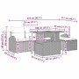 vidaXL 6-teiliges Garten-Sofa-Set aus schwarzem Rattan mit Maßen.