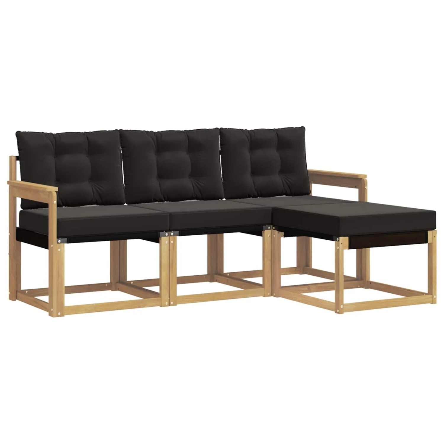vidaXL Outdoor-Sofagarnitur mit Kissen 4-Tlg Weiß und Schwarz 3389350