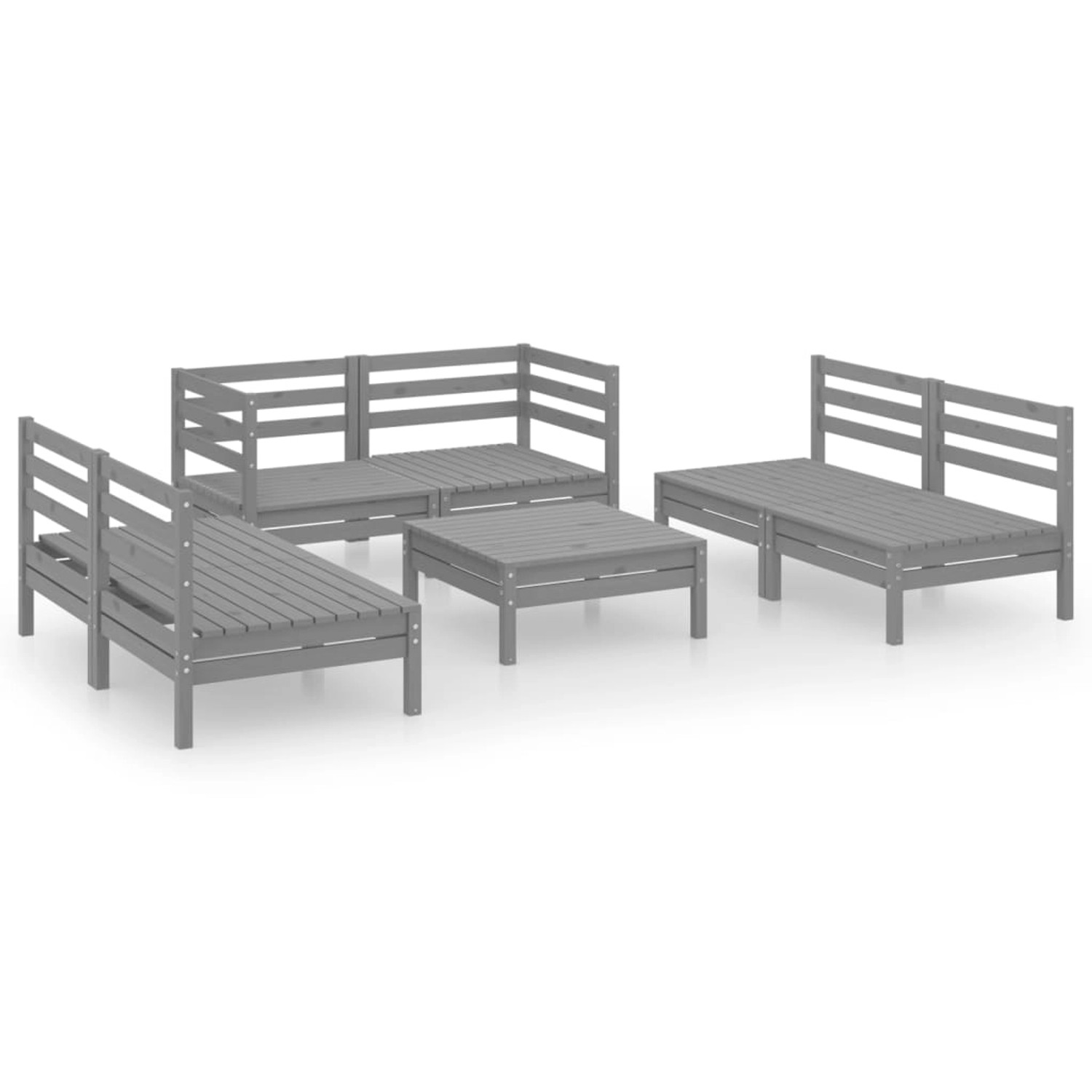 vidaXL 7-tlg Garten-Lounge-Set Grau Massivholz Kiefer Modell 7