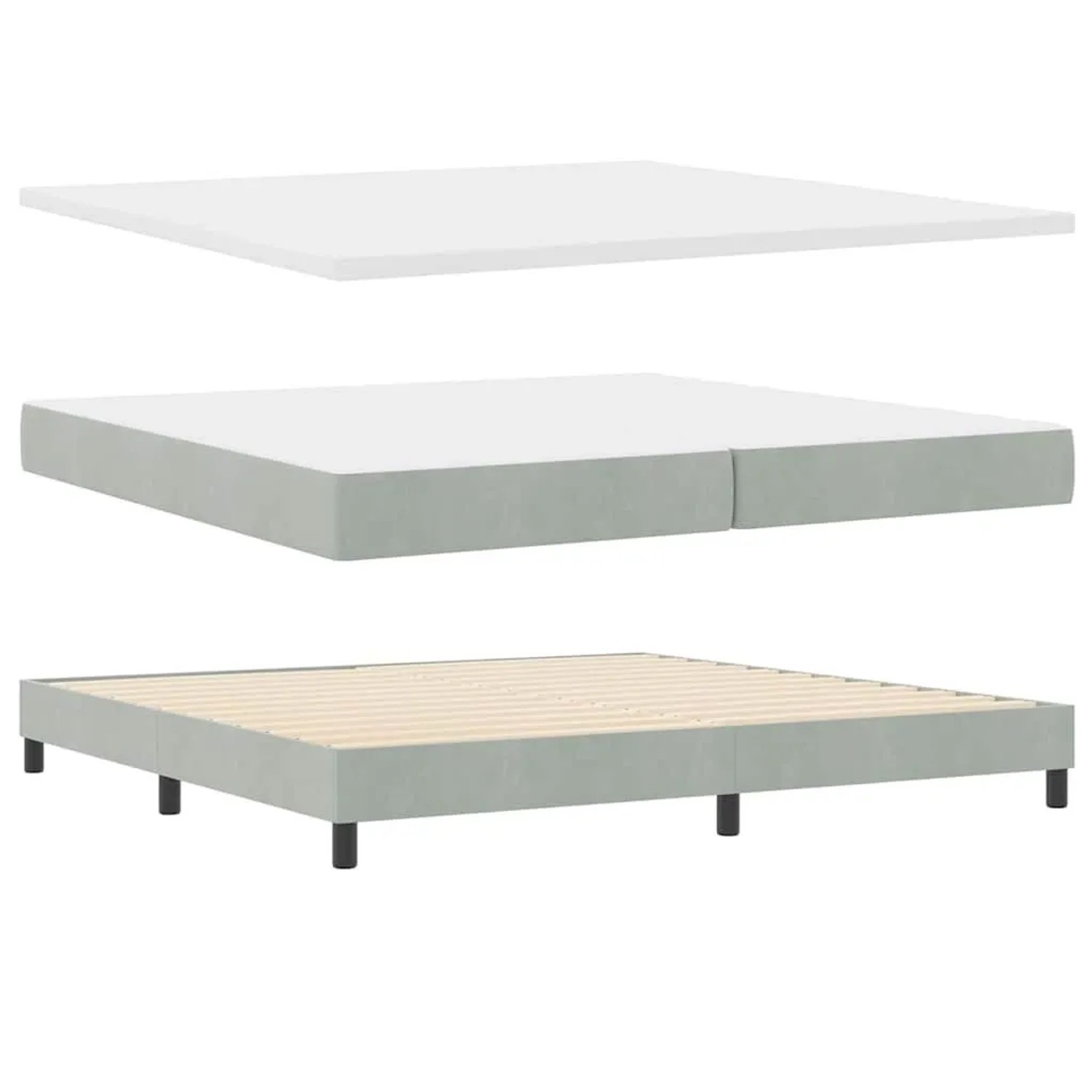 vidaXL Boxspringbett mit Matratze Hellgrau 200 x 200 cm Samt 3340352 günstig online kaufen
