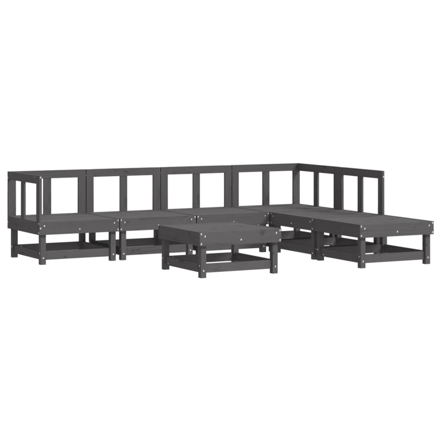 vidaXL 7-tlg Garten-Lounge-Set Grau Massivholz Kiefer Modell 30