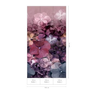 Erismann Fototapete Hydrangea, 150x280 cm, violette Hortensienblüten.