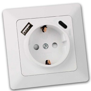 ChiliTec MILOS Steckdose mit USB CPDweiß Matt mit Rahmen