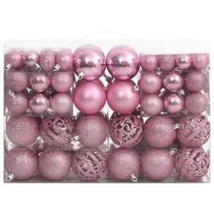 111-tlg. Weihnachtskugel-Set in Rosa: Kugeln, Sterne, Schneeflocken und Spitze aus Polystyrol.