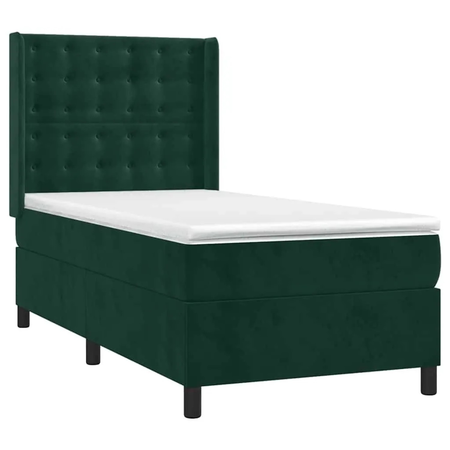 vidaXL Boxspringbett mit Matratze & LED Dunkelgrün 100x200 cm Samt 3139790