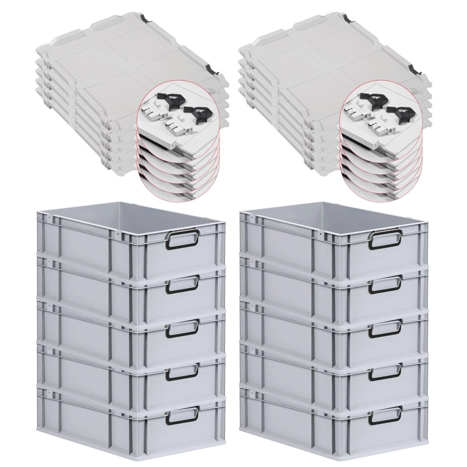 PROREGAL SuperSparSet 10x Eurobox Nextgen Color Mit Scharnierdeckel HxBxT 1 günstig online kaufen