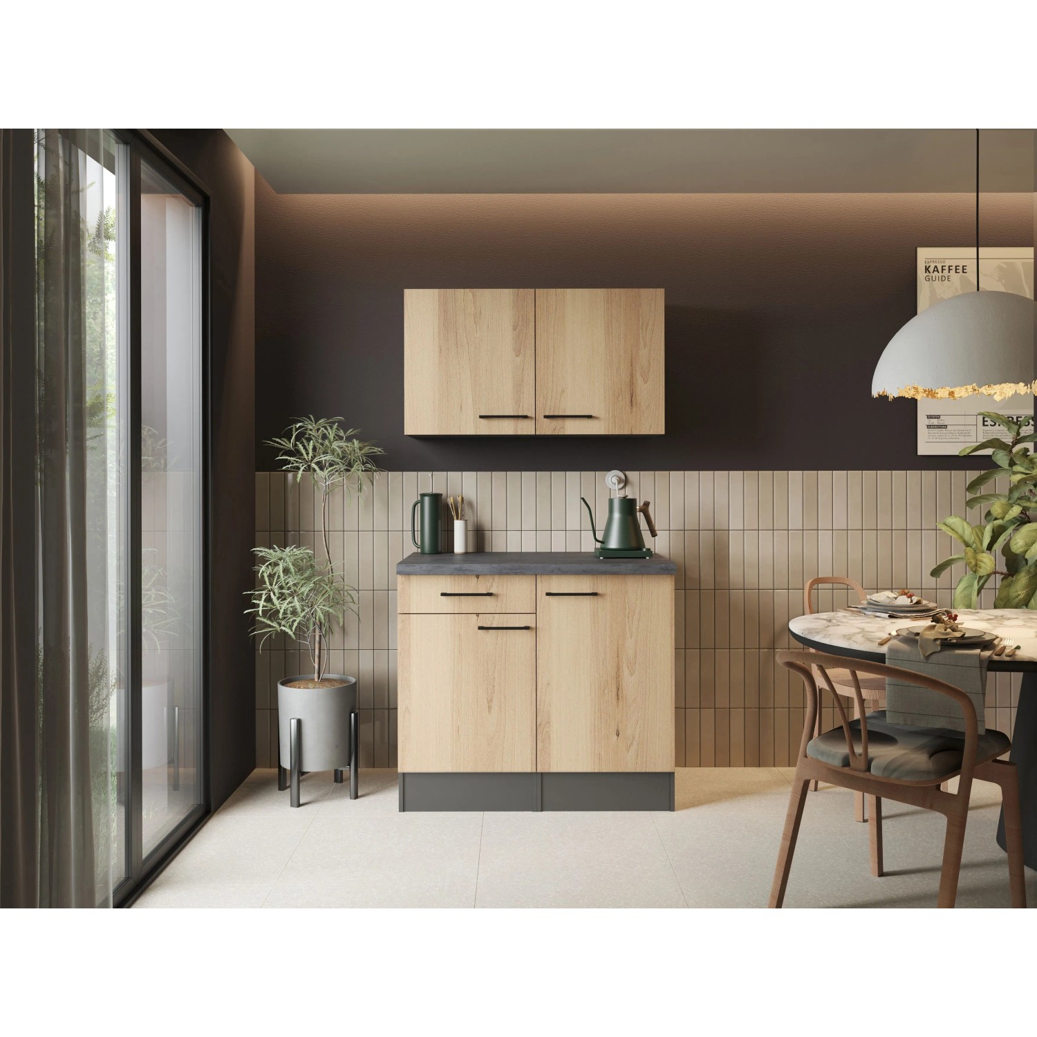 Respekta Buffetschrank Oliver 100 cm Artisan Eiche Granit Optik