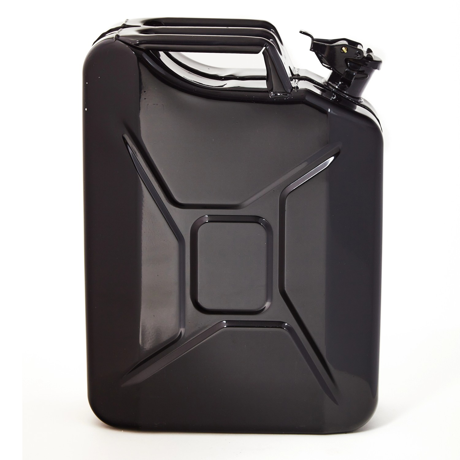 Schwarzer 20L Metall Kraftstoffkanister für Benzin, Diesel & E10. TÜV-geprüfter Benzinkanister.