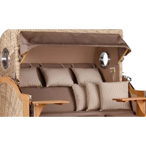 GarWoh Strandkorb Westerland XXL Teak mit Bullauge und PE-Geflecht, Dessin 534.