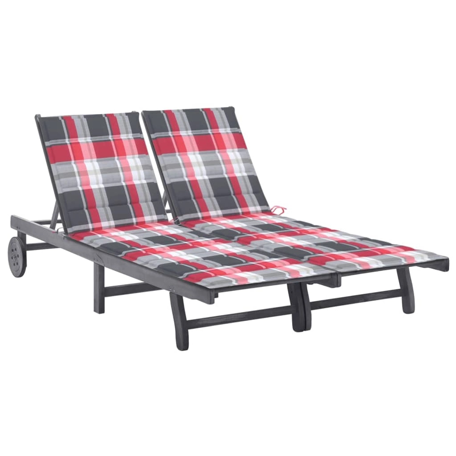 VidaXL 2-Personen-Sonnenliege mit Auflage Grau mit Grauem Finish Akazie Massivholz