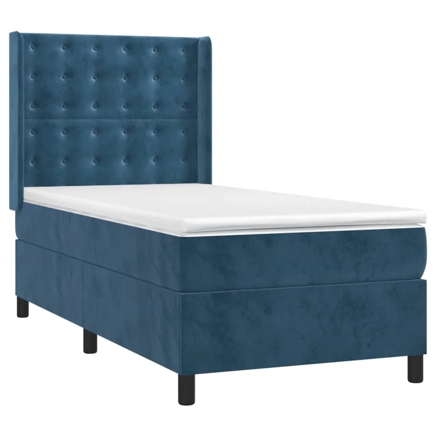 vidaXL Boxspringbett mit Matratze & LED Dunkelblau 80x200 cm Samt 3139773