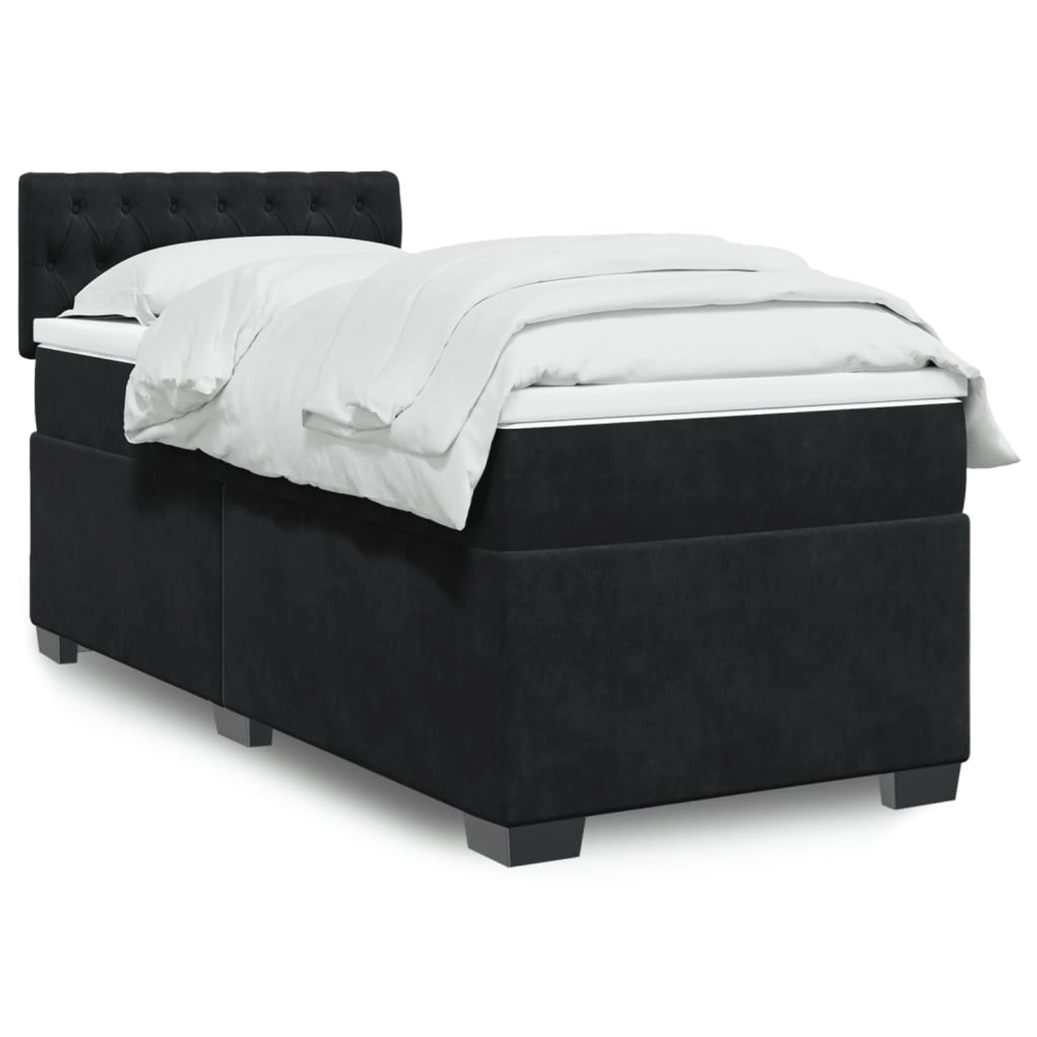 vidaXL Boxspringbett mit Matratze Schwarz 90x190 cm Samt 3288494 günstig online kaufen