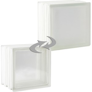 Weißer Glasstein, Vollsicht, einseitig satiniert, Brandschutz F60, 19x19x15 cm.