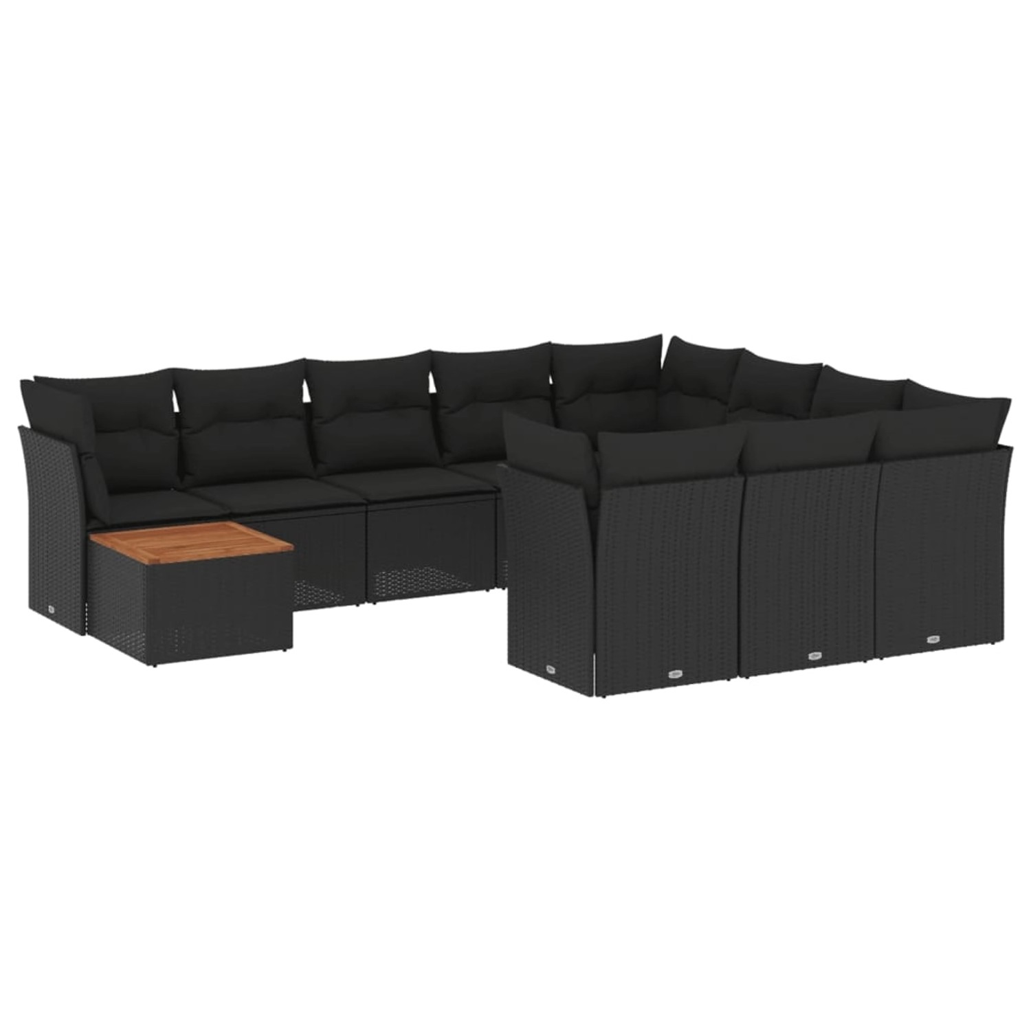 vidaXL 11-tlg Garten-Sofagarnitur mit Kissen Schwarz Poly Rattan Modell 74 günstig online kaufen