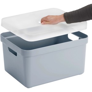 Blaue Sunware Aufbewahrungsbox Sigma Home (32 l) mit transparentem Deckel.