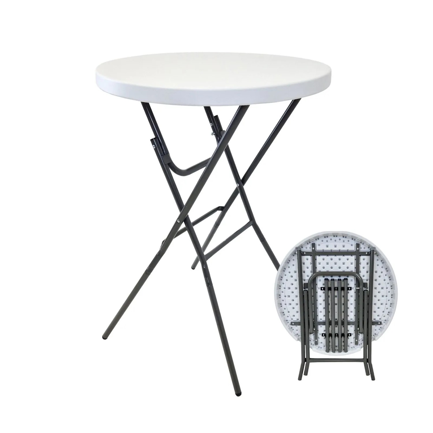 TRUTZHOLM Stehtisch Klappbar Durchmesser 80cm Tischplatte Höhe 110cm Weiß günstig online kaufen