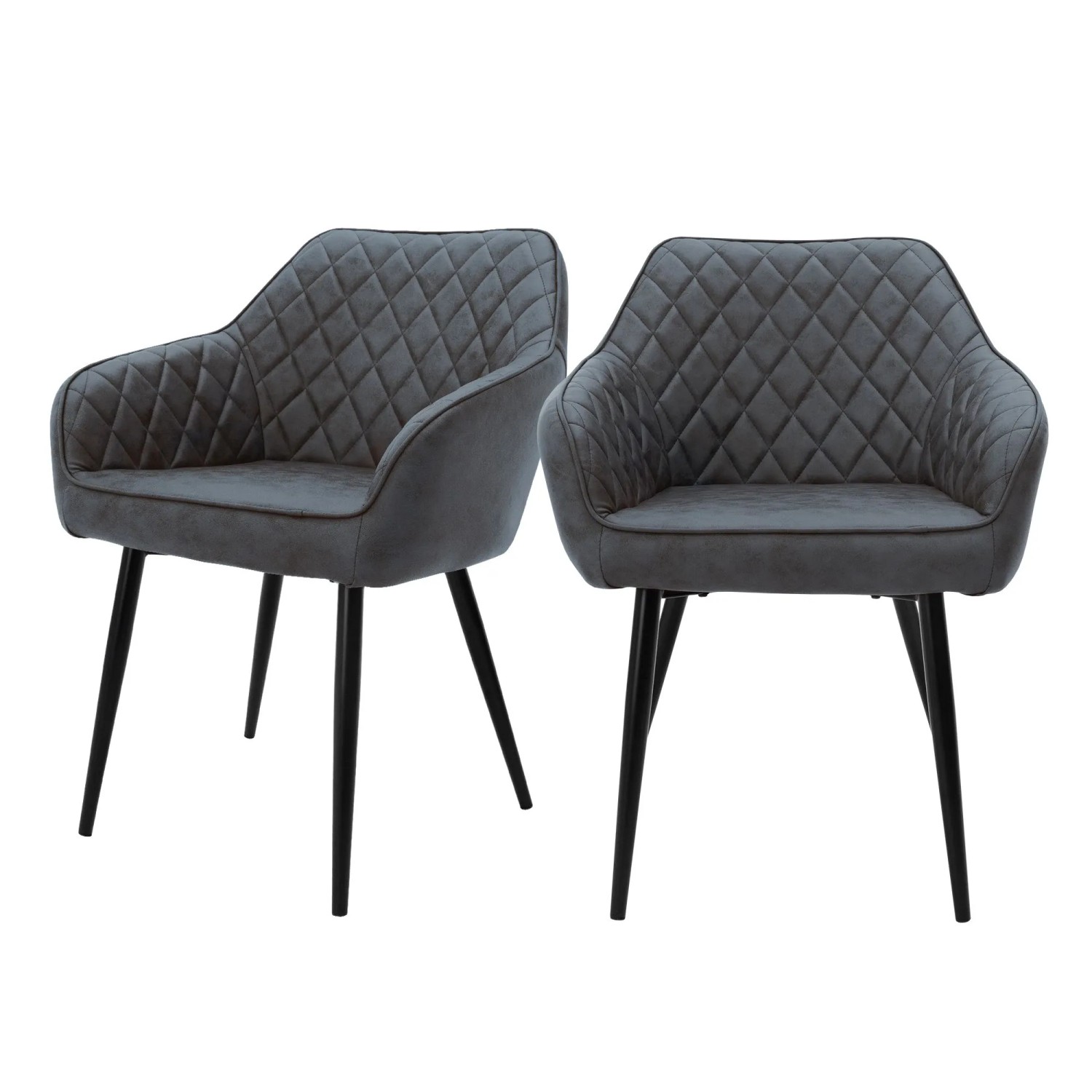 Ml-Design 2er Set Esszimmerstühle Anthrazit Kunstleder Metallbeine