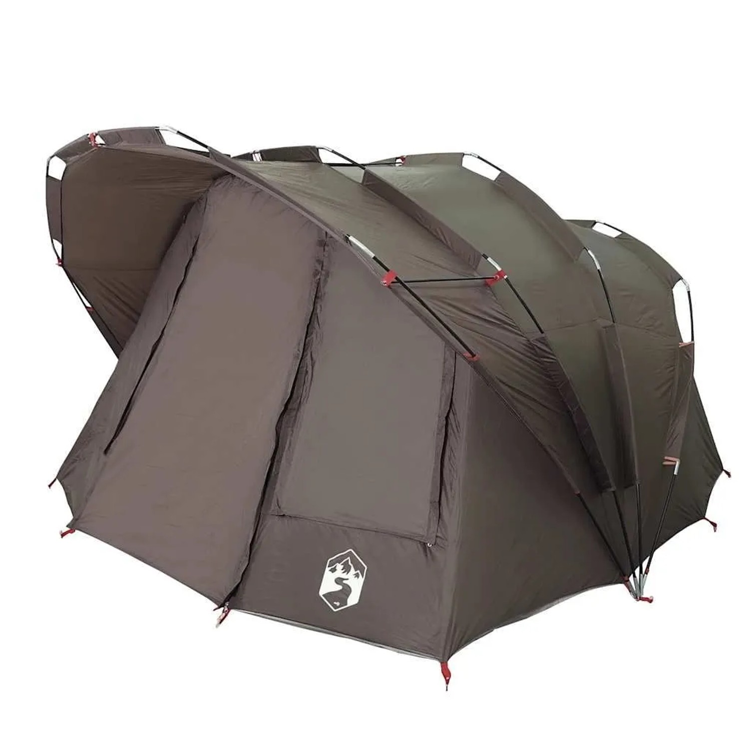 Braunes Angelzelt für 5 Personen. Wasserdichtes Campingzelt in Tunnelform für Outdoor-Aktivitäten und Angeln.