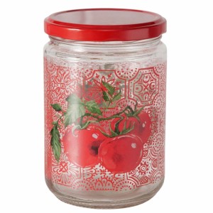 Boltze Vorratsglas Rosso, 500 ml, mit rotem Deckel und Tomaten-Motiv.