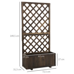 Outsunny Garten-Bett aus Tannenholz, braun, mit Spalier für Kletterpflanzen. Maße: 72,5x31,5x149,5 cm.