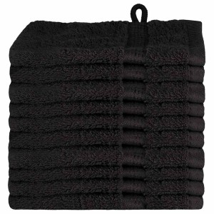 Schwarze vidaXL Waschlappen SOLUND aus Baumwolle, 10er-Set für Bad und Gäste-WC.