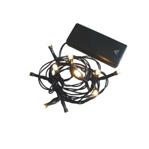 Lex 50er LED Outdoor Lichterkette, batteriebetrieben, warmweiß leuchtend. Mit Timerfunktion, schwarzes Kabel, für Deko innen & außen.
