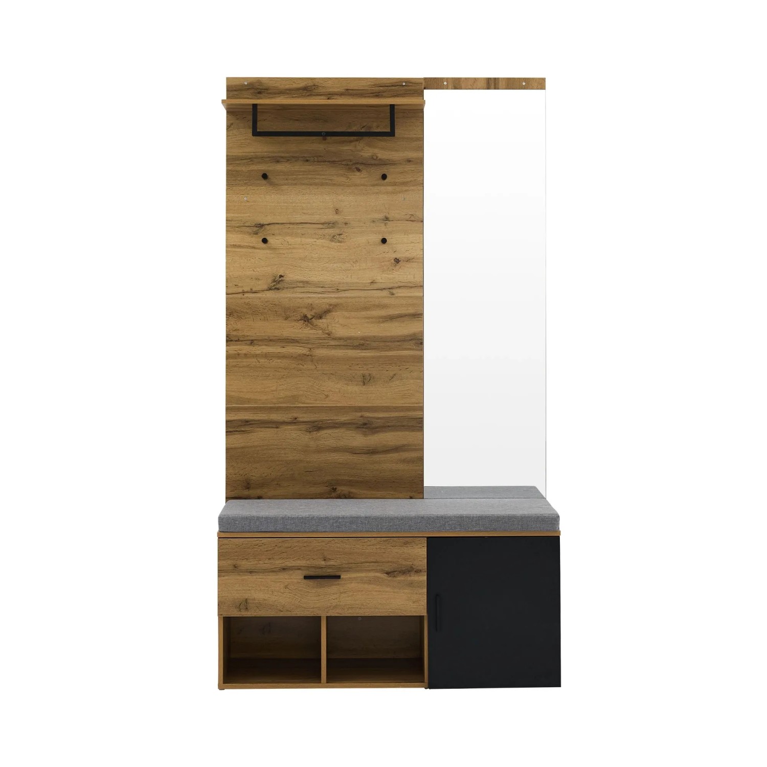Merax Garderoben Set mit Spiegel Schuhbank Schuhschrank Holzoptik 190 cm