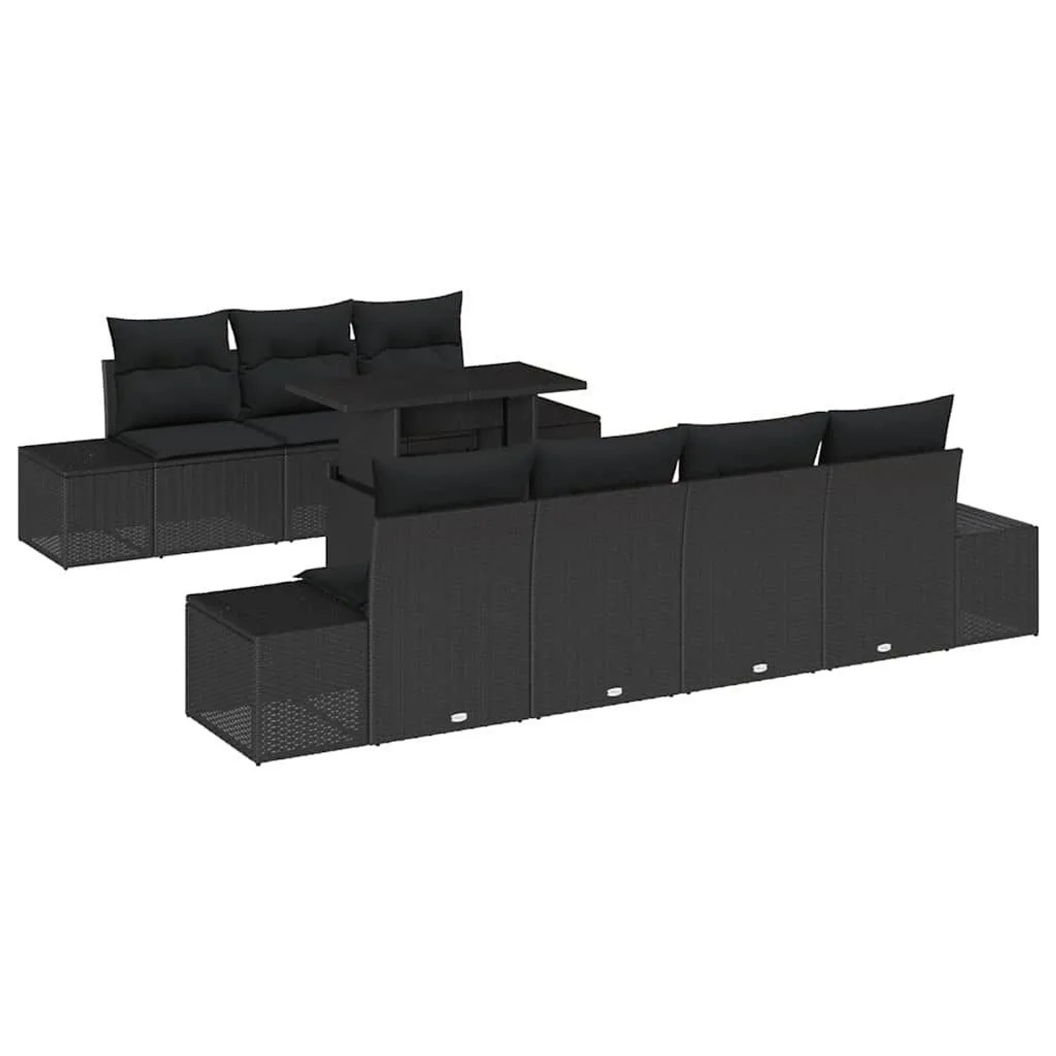 vidaXL Sofa Set mit Kissen 8-Tlg Schwarz Poly-Rattan 3349129 günstig online kaufen