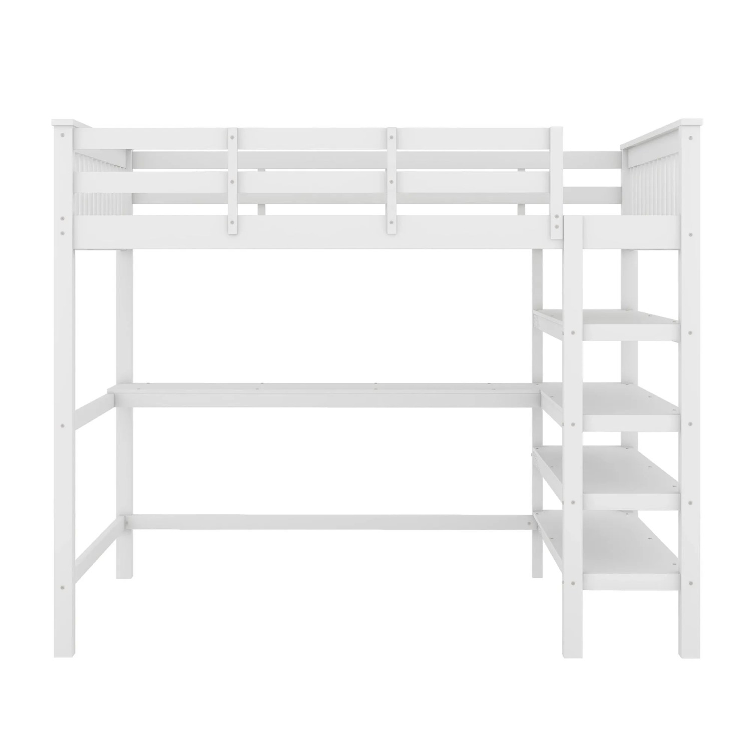 Okwish Hochbett 140×200 Kinderbett Mit Ablagefächern Und Unterbettschreibtisch Ohne Matratze
