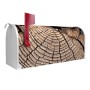 Weißer US Briefkasten mit Baumscheiben Motiv und roter Fahne von Banjado, 48x22x16cm.