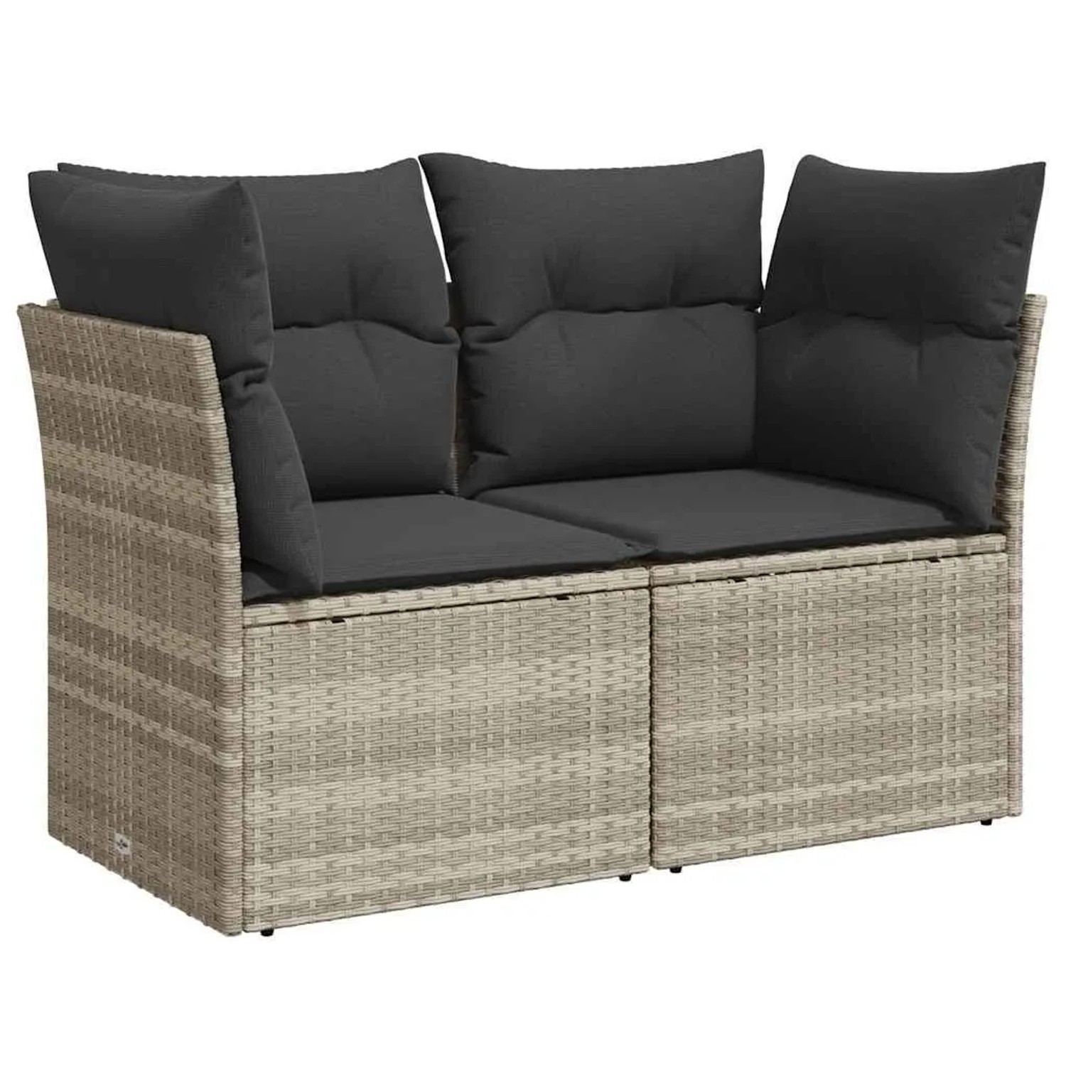 vidaXL Gartensofa mit Kissen 2-Sitzer Hellgrau Poly Rattan 366176