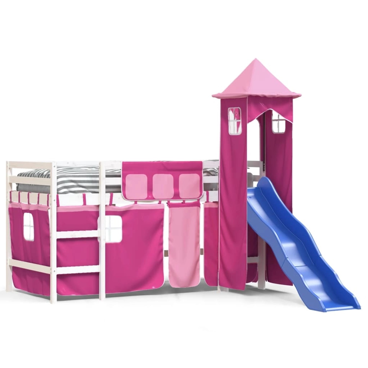 vidaXL Kinderhochbett mit Turm Rosa 80x200 cm Massivholz Kiefer1929949 günstig online kaufen