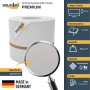 zaunzu Sichtschutz Premium, weiße Zaunblende für Doppelstabmattenzaun, 26m Rolle.