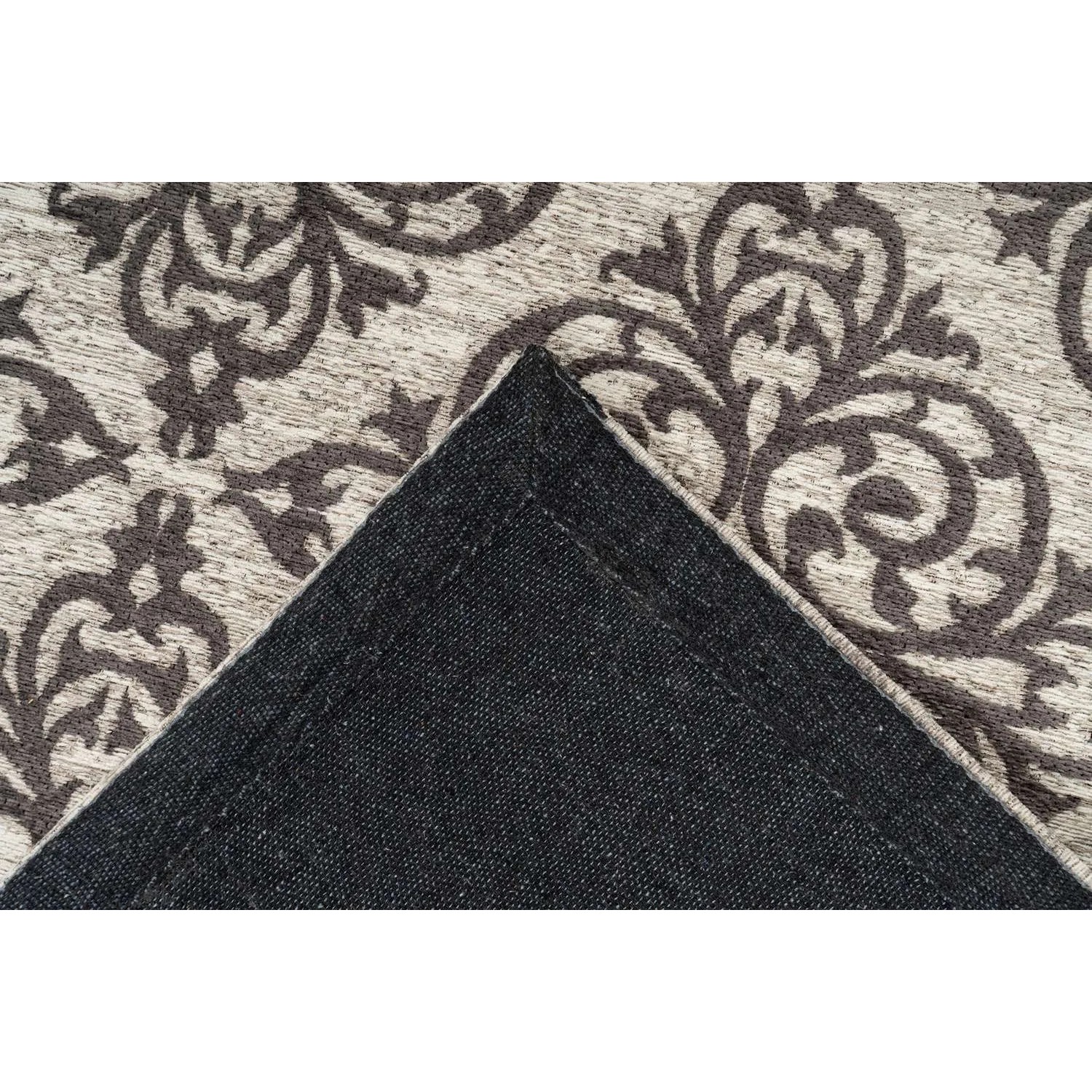 MeGusta Kurzflor Teppich Rosario, 160x230 cm, grau mit Vintage Muster.