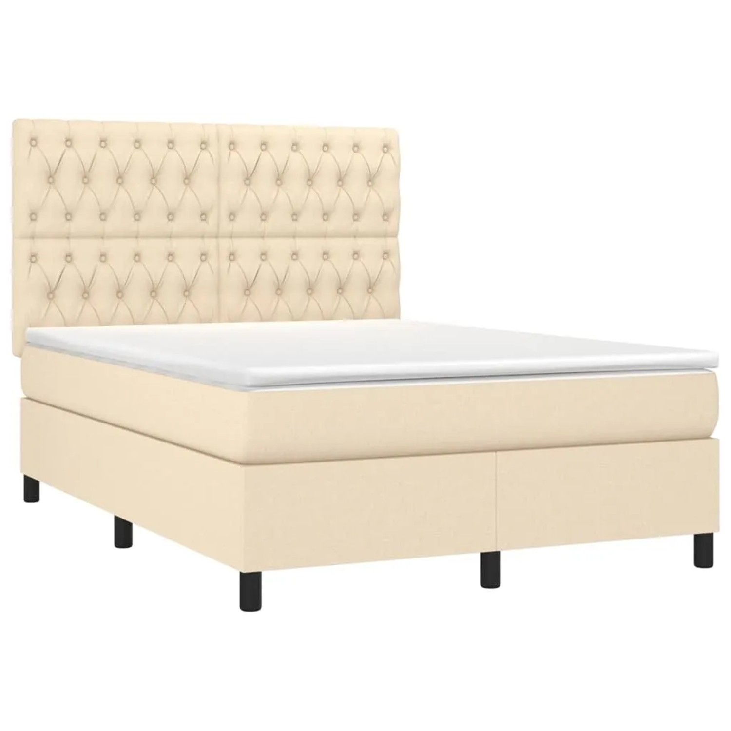 vidaXL Boxspringbett mit Matratze Creme 140x200 cm Stoff 3142022