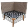 vidaXL Gartenmöbel: Eckteil des grauen Lounge Sets aus Rattan mit Holzbeinen.