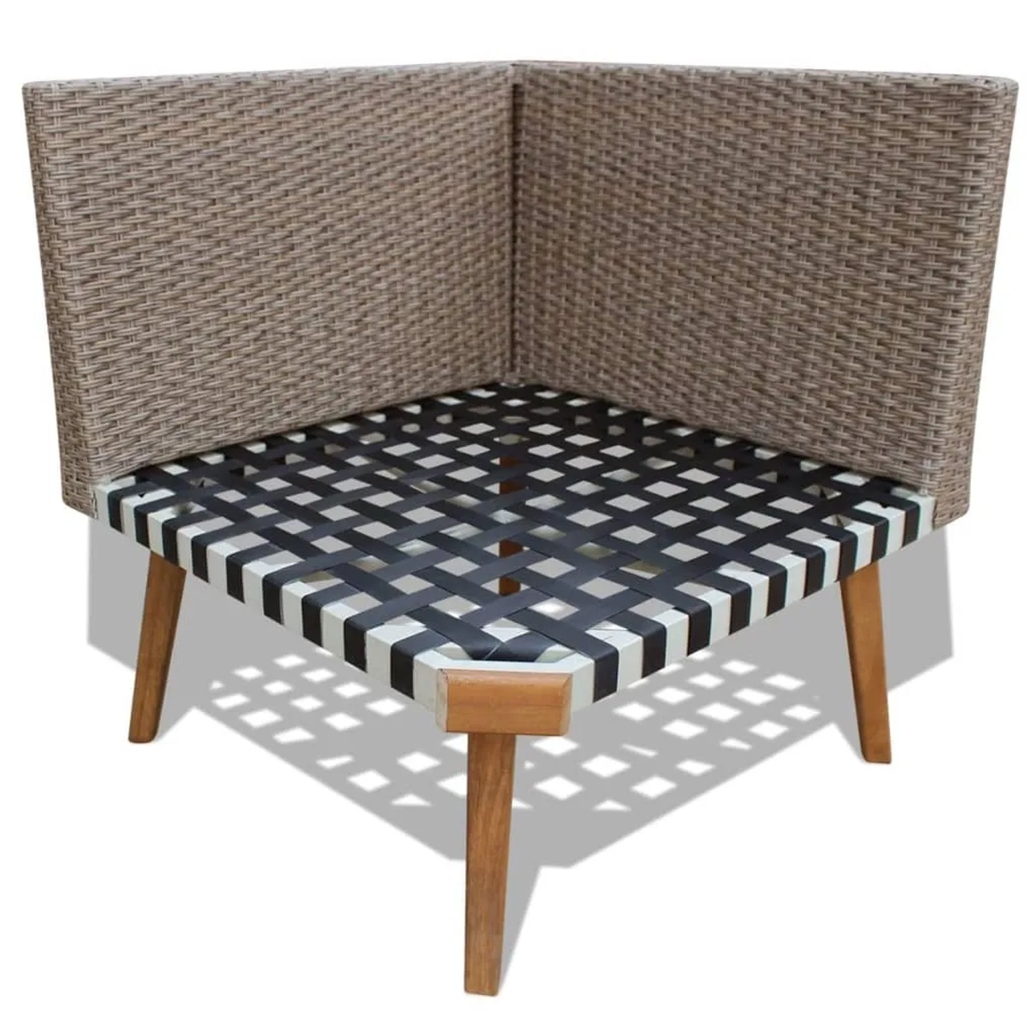 vidaXL Gartenmöbel: Eckteil des grauen Lounge Sets aus Rattan mit Holzbeinen.