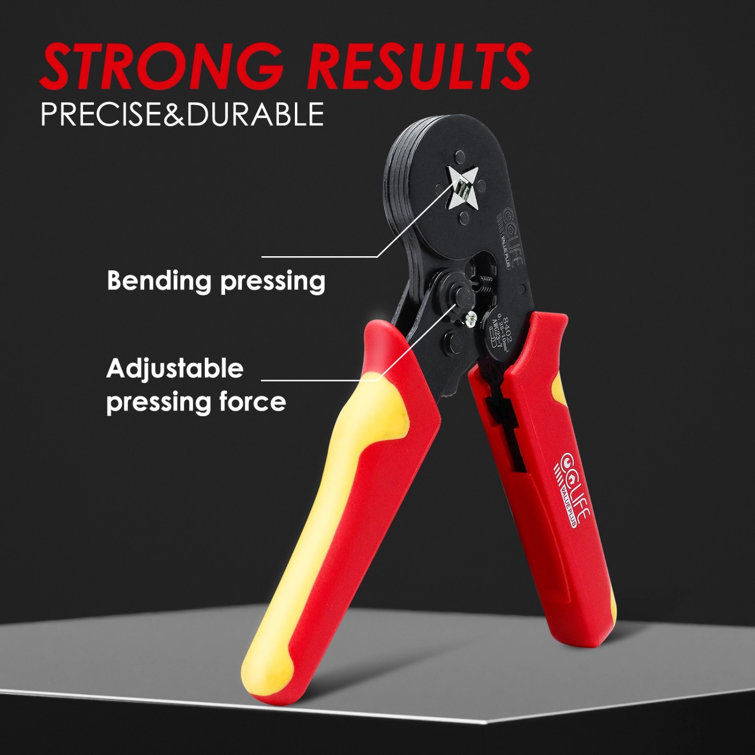 CCLIFE Crimpzange mit Aderendhülsen Set, Presswerkzeug mit rot-gelben Griffen.