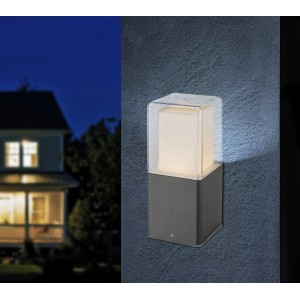 Globo LED-Sockelleuchte DALIA, Aluminium schwarz, warmweißes Licht für den Außenbereich.