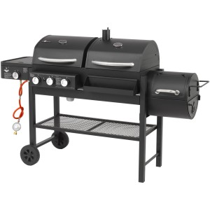 Schwarzer El Fuego Gas-Kohle-Kombigrill Sierra 3in1 mit 3 Brennern und Seitenbrenner. Kombigrill für vielseitiges Grillen.