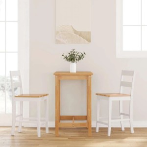 vidaXL Barhocker 2 Stk Weiß Massivholz Gummibaum 4102560