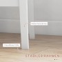 Detailaufnahme: Weißes Kiefernholz-Gestell der HOMCOM Essgruppe mit rutschfesten Füßen.